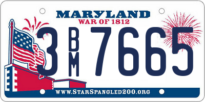 MD license plate 3BM7665