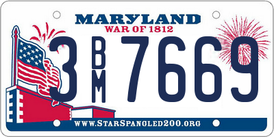 MD license plate 3BM7669