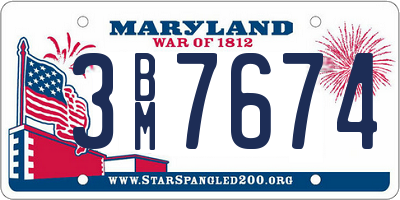 MD license plate 3BM7674