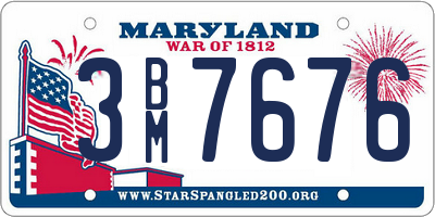 MD license plate 3BM7676