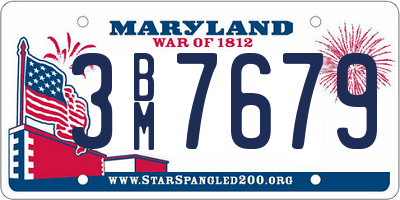 MD license plate 3BM7679