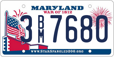 MD license plate 3BM7680