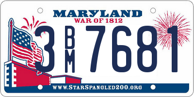 MD license plate 3BM7681