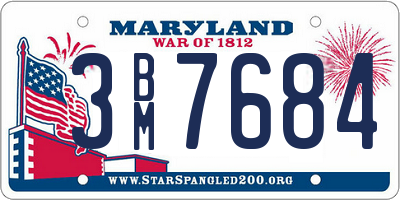 MD license plate 3BM7684