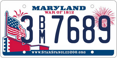 MD license plate 3BM7689