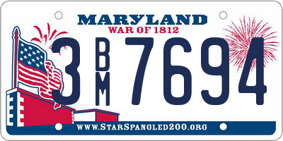 MD license plate 3BM7694