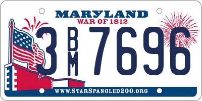MD license plate 3BM7696