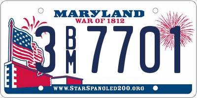 MD license plate 3BM7701
