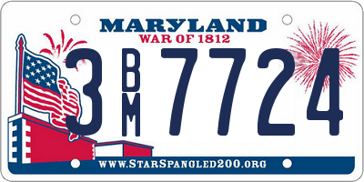 MD license plate 3BM7724