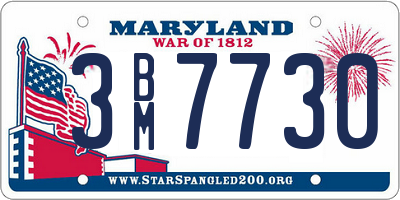 MD license plate 3BM7730