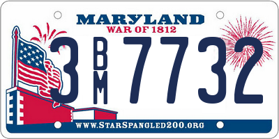 MD license plate 3BM7732