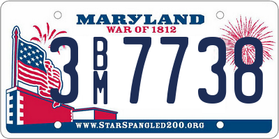 MD license plate 3BM7738