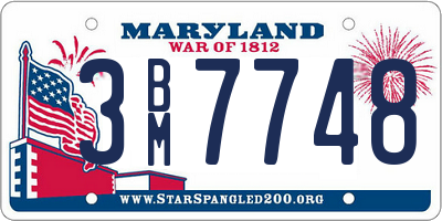 MD license plate 3BM7748