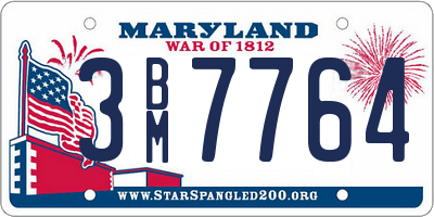 MD license plate 3BM7764