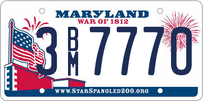 MD license plate 3BM7770