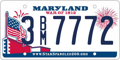 MD license plate 3BM7772