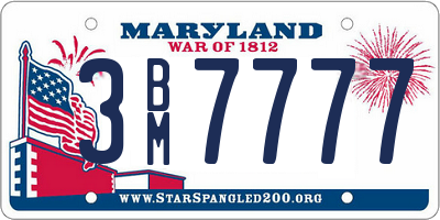 MD license plate 3BM7777