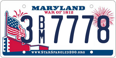 MD license plate 3BM7778