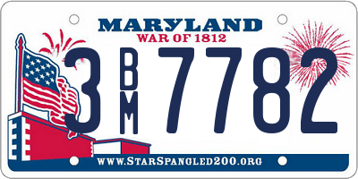 MD license plate 3BM7782