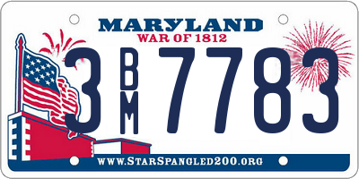 MD license plate 3BM7783