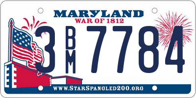 MD license plate 3BM7784