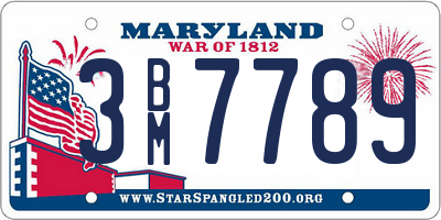 MD license plate 3BM7789