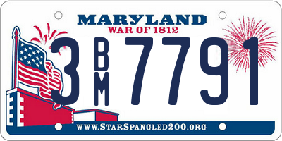 MD license plate 3BM7791