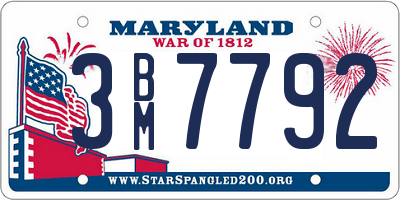 MD license plate 3BM7792