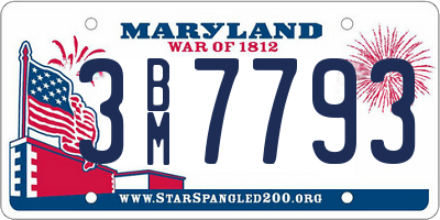 MD license plate 3BM7793