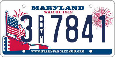 MD license plate 3BM7841