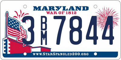 MD license plate 3BM7844