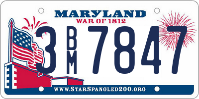 MD license plate 3BM7847