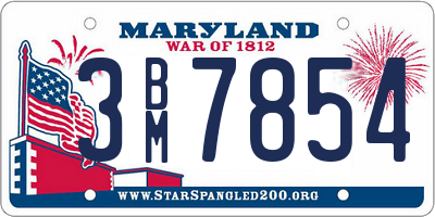 MD license plate 3BM7854