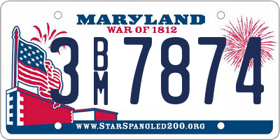 MD license plate 3BM7874