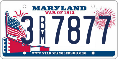 MD license plate 3BM7877