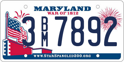 MD license plate 3BM7892