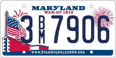 MD license plate 3BM7906