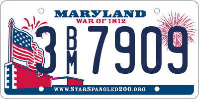 MD license plate 3BM7909