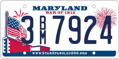 MD license plate 3BM7924