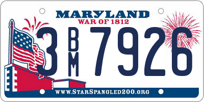 MD license plate 3BM7926