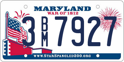 MD license plate 3BM7927