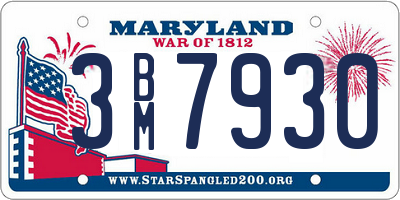 MD license plate 3BM7930