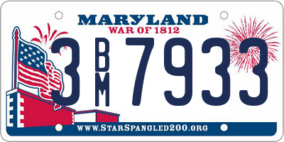 MD license plate 3BM7933