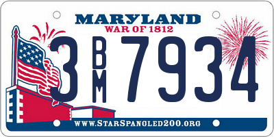 MD license plate 3BM7934