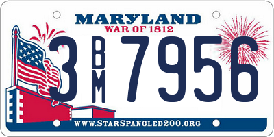 MD license plate 3BM7956