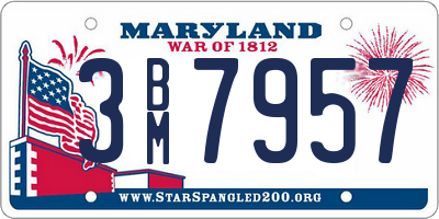 MD license plate 3BM7957