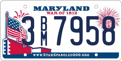 MD license plate 3BM7958