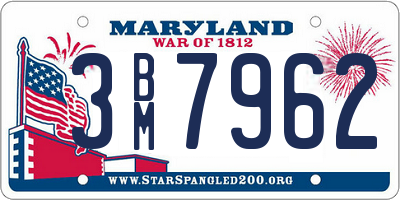 MD license plate 3BM7962