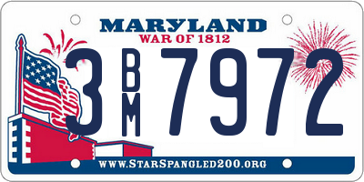 MD license plate 3BM7972