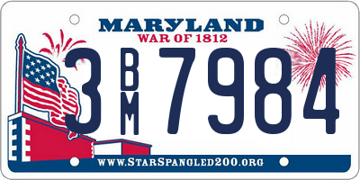 MD license plate 3BM7984